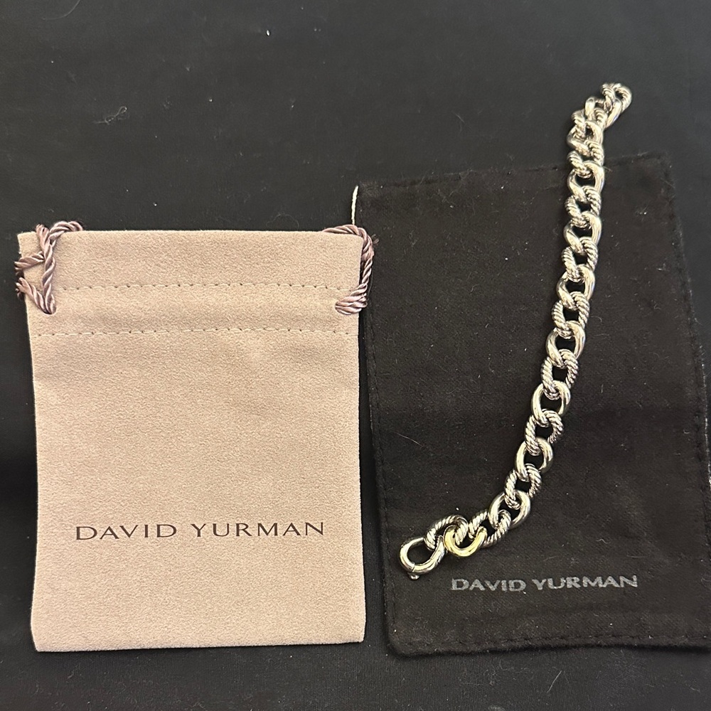 David Yurman Two-Tone Curb Link Bracelet with Branded Pouch